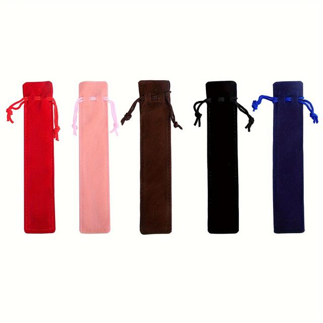 TEMU 25pcs Bolsas de Terciopelo con Cordón para Bolígrafos - Colores Surtidos, Compactas y Portátiles, Ideales para Suministros de Oficina y Regalos
