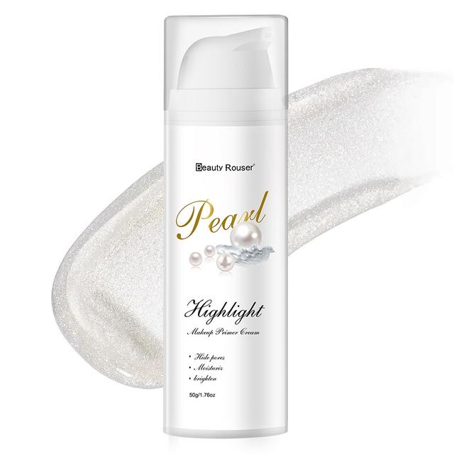 TEMU Highlighter Primer Brightening Cream, Smooth , Fill Pores, Makeup, Silvery Brightening Cream, Moisturizing Cream, Hyaluronic Acid, Nourishes The Skin, Suitable For Types. 50g/1.76oz