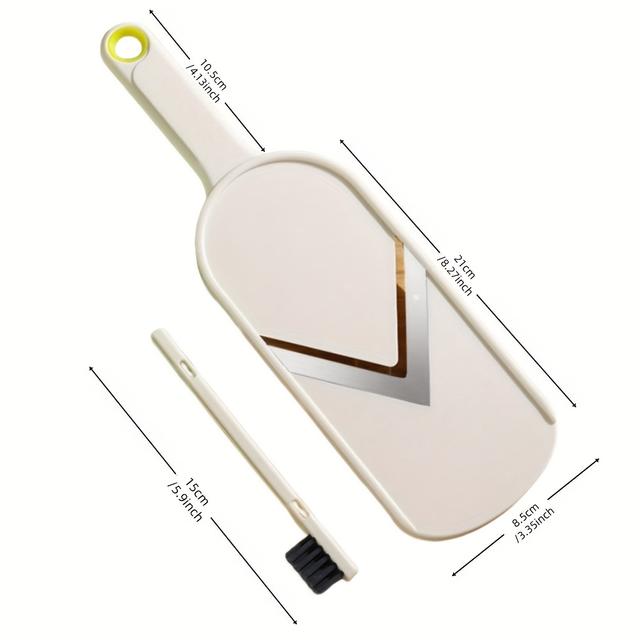 TEMU Набір з 2 ручних слайсерів - V-подібне лезо з нержавіючої сталі, з щіткою для чищення, зручна ручка, миється, для кухні, овочерізка, фрукторізка, терка для сиру, слайсер для картоплі фрі