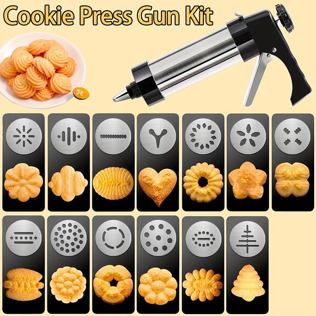 TEMU Household Stainless Steel Cookie Press Cake Cream Decorating Machine Cookie Machine Decorating Gun Melting Tools