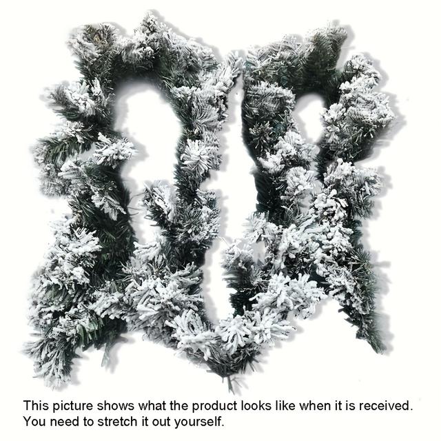 TEMU قطعة واحدة، زينة عيد الميلاد مغطاة بالثلج بطول 9 أقدام، زينة عيد الميلاد الاصطناعية، زينة شتوية واقعية للمدفأة، الباب الأمامي، النافذة، بدون إضاءة