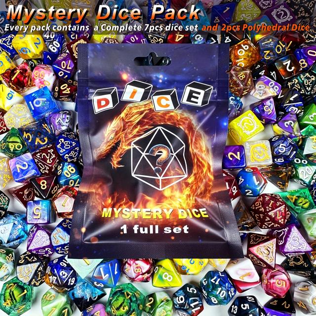 TEMU 9pcs Random Dice Set/ Dnd Dice 7pcs+polyhedral Dice 2pcs/ Apply To D&d / Rpg-mtg/ Role Playing Table Game/ Easter/ Halloween/ Christmas Gifts