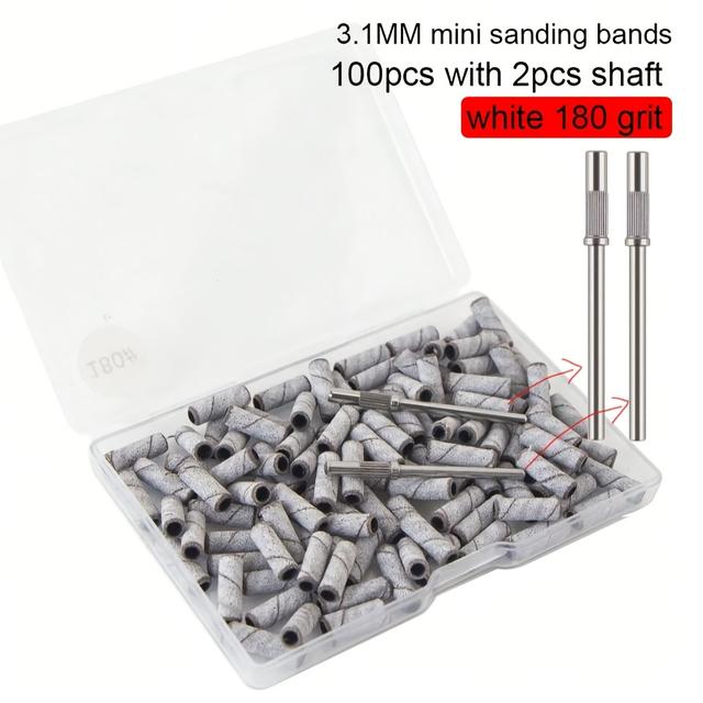 TEMU 100 Scrub Rings, 2 Drill Bit Set, 3.1mm Mini Scrub Ring Combination Set, Suitable For Acrylic Nail Gel And Foot Massages. For S Who Like Diy , Suitable For Nail Salons And Nail Salons