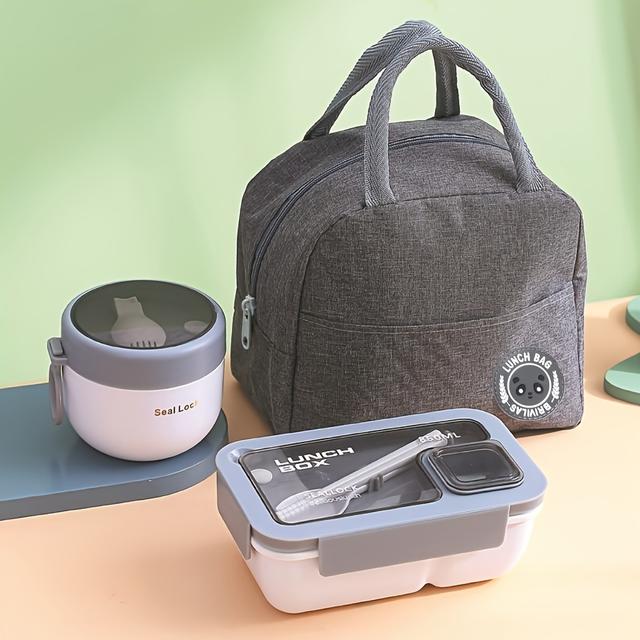 TEMU Travel Lunch Bag Set, Insulated Bento Boxes With Portable Cooler, Plastic Storage Boxes For School, Work, Camping, Picnic - Hand Washable, Paint, Positioning Printing