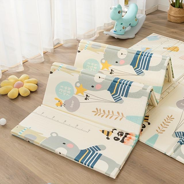 TEMU Babykrypmatta Förtjockad Giftfri Luktfri Lekmatta för Barn med Dämpning - Vikbar Babygymmatta Lämplig för Krypning, Lärande att Gå, Lekrum &