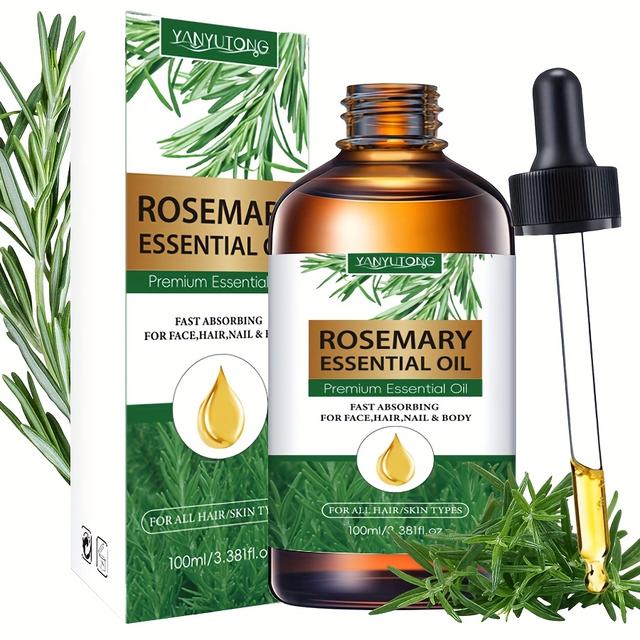 TEMU 100ml , Rosemary Hair Care Product, Moisturizing Oil For Strong Hair And Scalp, Used For Split End, Suitable For Eyebrows, Eyelashes, Facial, Skin Care, And Body, Appropriate For All Hair Types