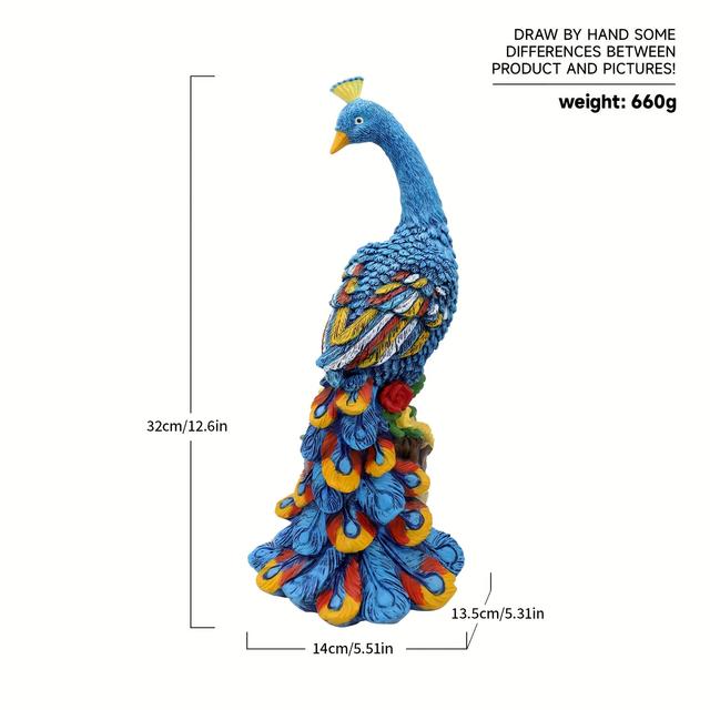 TEMU 1pc Colorful Pearooster Statues, Handcrafted Indoor And Outdoor Decorations, - Suitable For Indoors, Gardens, And Flower Beds