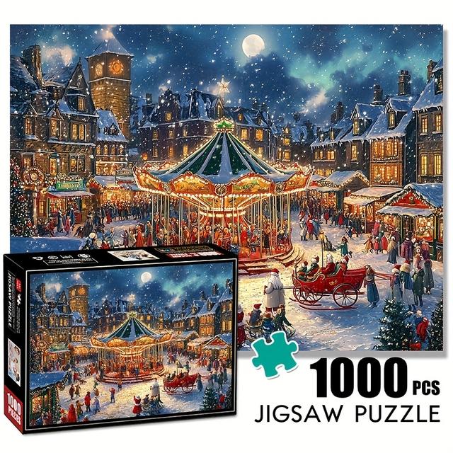 TEMU 1000pcs - Vibrant Winter Scene, Large Paper Puzzle For, Family Interactive Game, Diy Home Decor, Brain-challenging Holiday Gift, Game|intricate Scene Puzzle|decorative Piece