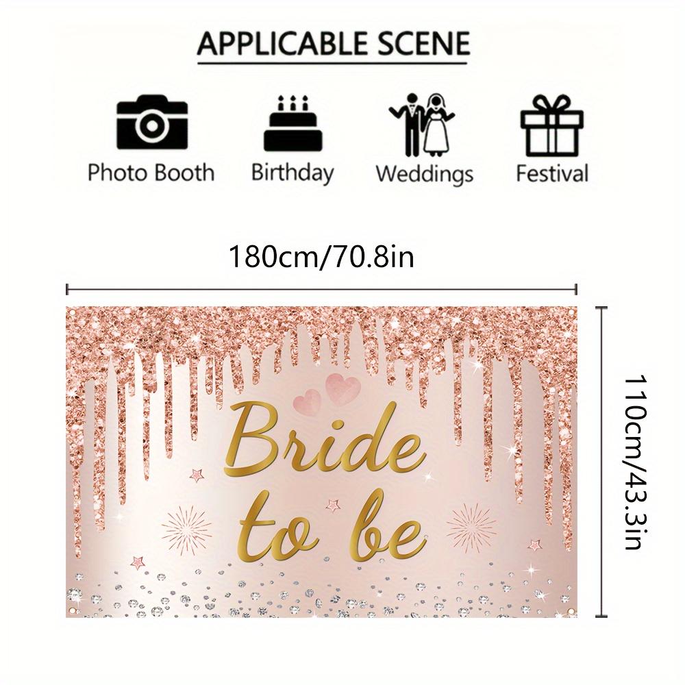 TEMU Champagne Bridal Engagement Banner - " .3" Polyester Party Backdrop For Bride, Wedding & Cake Table Decor