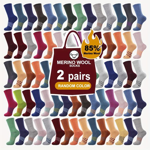 TEMU Wool Socks, Women's 85% Merino Wool Mid-calf Socks, Keeping Feet Warm, Random Colors Multi-pack Wool Socks