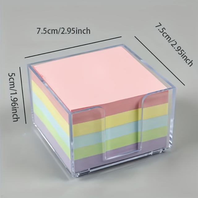 TEMU Un set de 500 notas adhesivas en colores pastel, con una caja acrílica cuadrada transparente, perfectas para organizar en , y el hogar