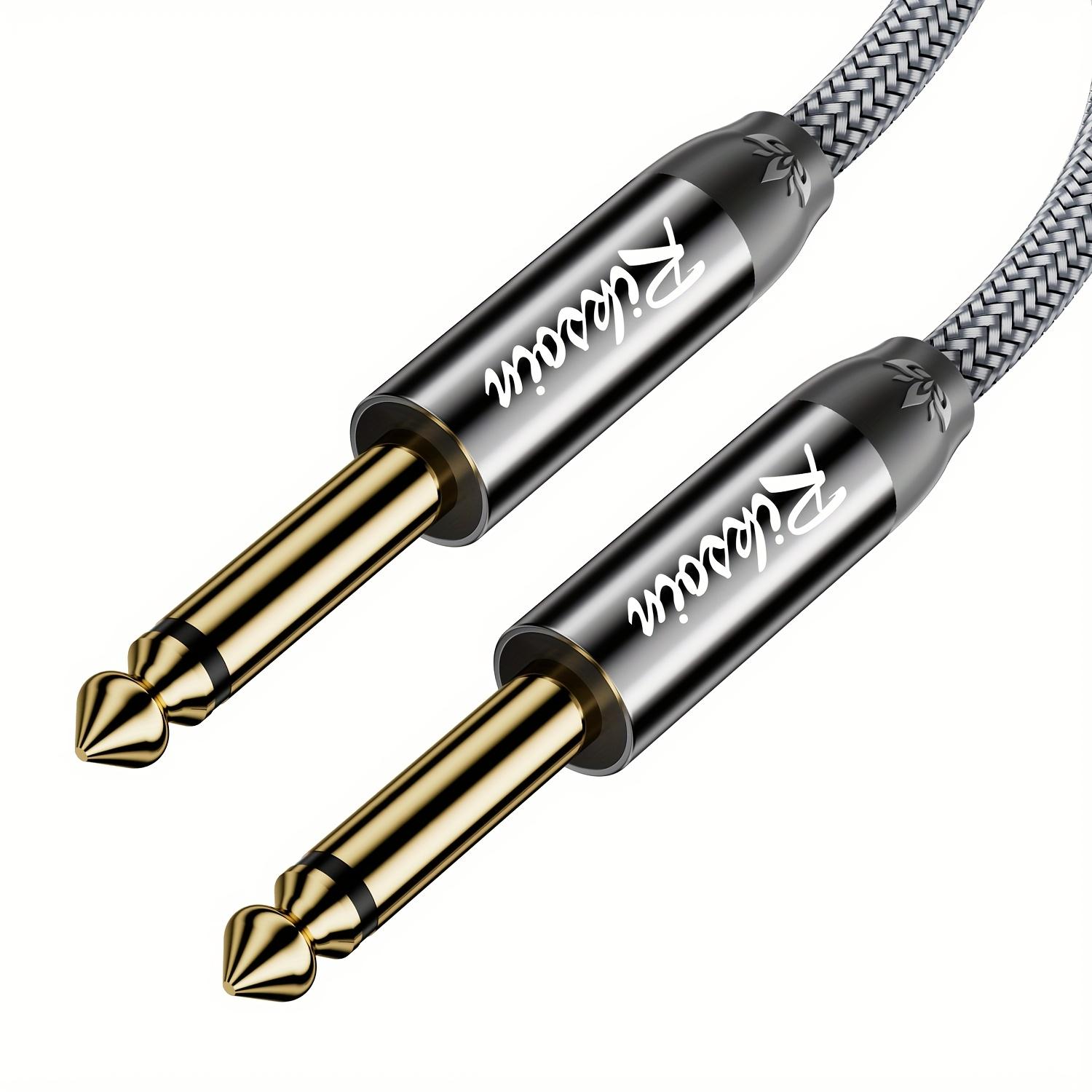 TEMU RIKSOIN 6.35 Gitaarkabel 6.5mm Man naar Man Balans Stereo Audiokabel /4 Nylon Gebreide Gitaar Instrumentenkabel voor Studio Monitor, Mixer, Audio Interface, Stereo Hoofdtelefoonversterker