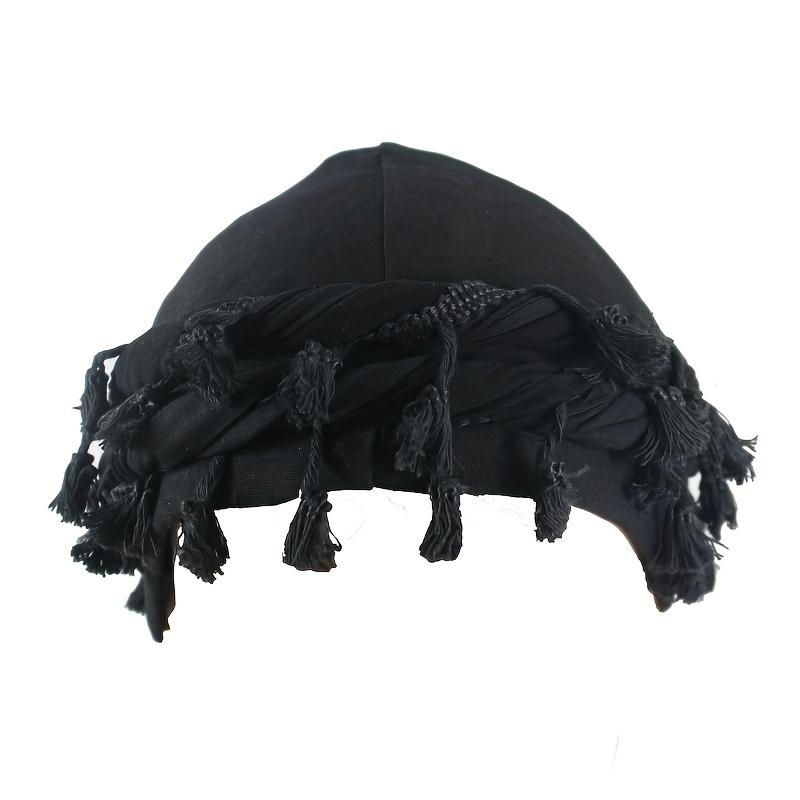 TEMU Retro Tassel Headband Beanie, Twist Headscarf Pirate Cap, Hair Protection Tail Hat