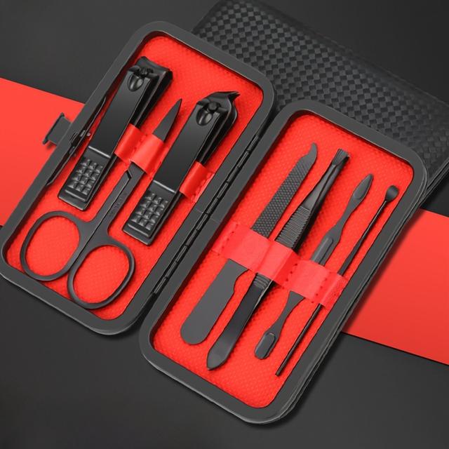 TEMU 7pcs Luxury Manicure And Pedicure Kit With Travel Case-stainless Steel Nail Clippers, Cuticle Pliers And Hand And Foot Care Cuticle Clippers