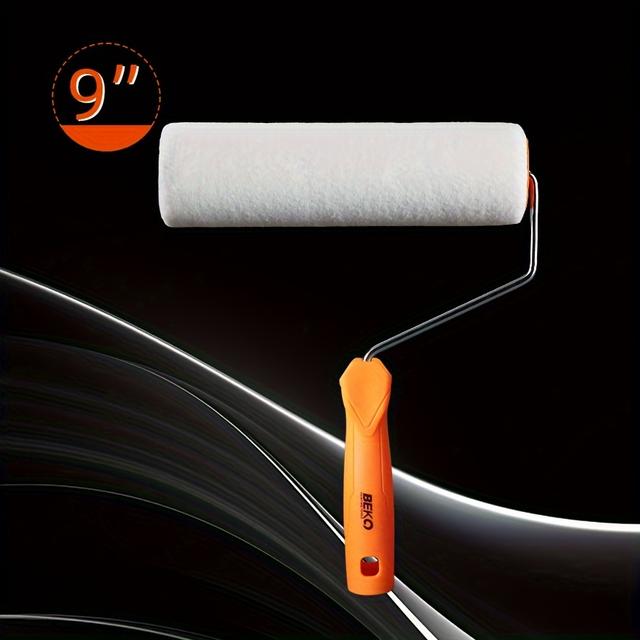 TEMU 9-inch Smooth Paint Roller Brush - Quick Leveling, Elastic Fabric For Application, Latex Wall Painting Tool