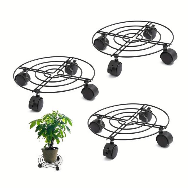 TEMU 3pcs-with Wheels-metal Material-flower Pot Base-gardening Decoration