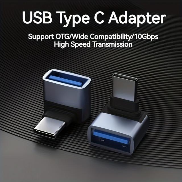 TEMU 2 Peças Adaptador OTG Tipo C para USB A Fêmea e para USB 3.1 A , Conversor de Sincronização de Dados 10Gbps, Cotovelo de para Celular, Tablet, Notebook Xiaomi