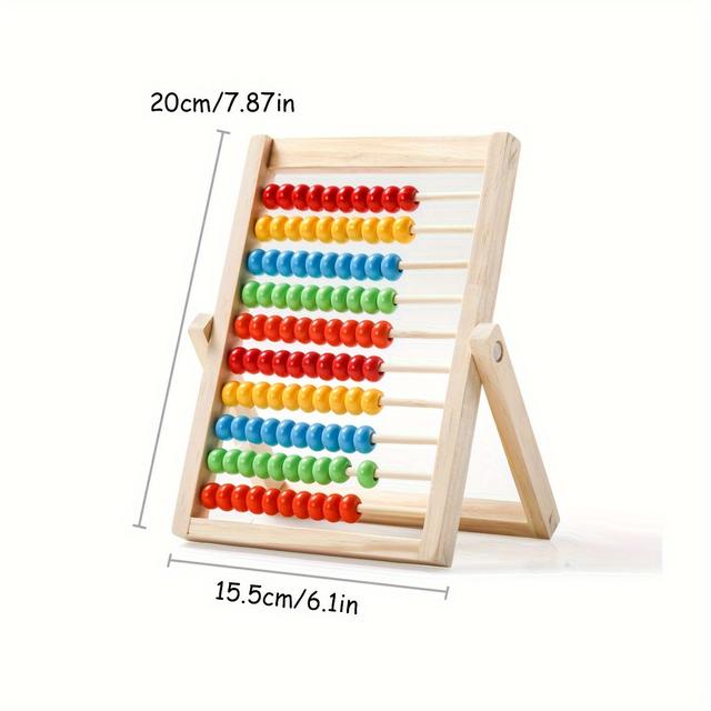 TEMU Colorful Math Learning Abacus, Educational Counting Toy, 10-row Wooden Bead Frame 3+, Early Education Brain Teaser Gift