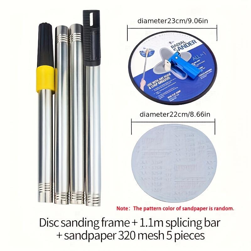 TEMU 9 - Inch Self - Adhesive Aluminum Disc Sandpaper Holder With 1.1m/43.3inch Adjustable Splicing Extension Pole For Easy Wall & Roof Sanding, For Smooth Operation