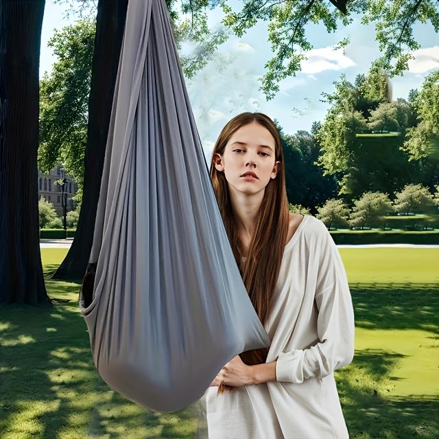 TEMU Schaukelhängematte mit 360-Grad-Drehring, Maße 59*110 Zoll, elastisch, komplett ausgestattet, mit Schlausschrauben, ideal für Yoga, Camping und Picknicks