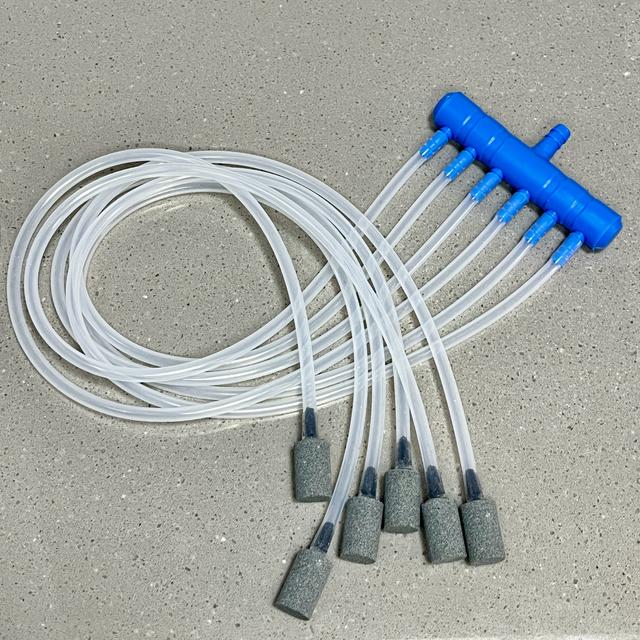 TEMU 1pc Of Aquarium Air Stone Suit -6/4 Nozzle Oxygen Diffuser With Pump And Durable Hose | , Hydroponic Plant Ventilation System (suitable For Holiday Gifts) | Made In China
