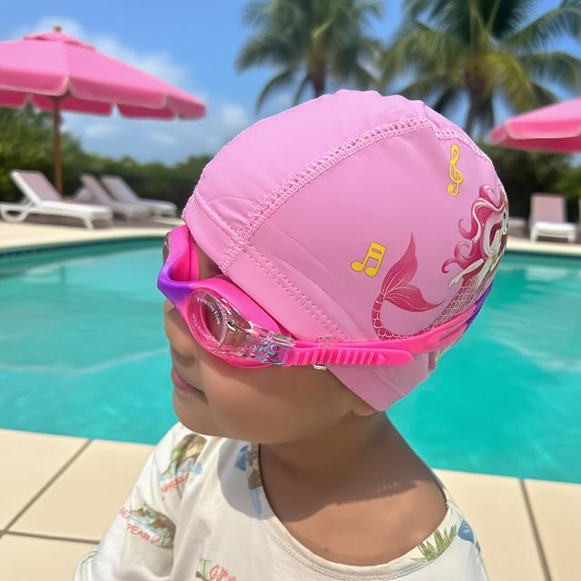 TEMU 2pcs ' Swim Goggles And Cap Set With Adjustable Silicone Straps, Waterproof & Anti-slip Design – Perfect For Beach Vacations And Pool Use, Unisex