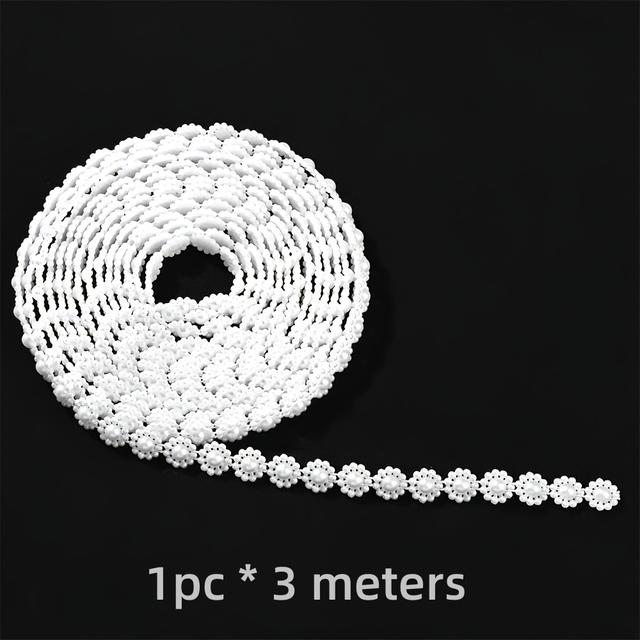 TEMU 10mm 3meters Per Bag Flower Shaped Half Round Flatback Beads Chain For Sewing Bridal Dress Decoration For Weddings And Parties