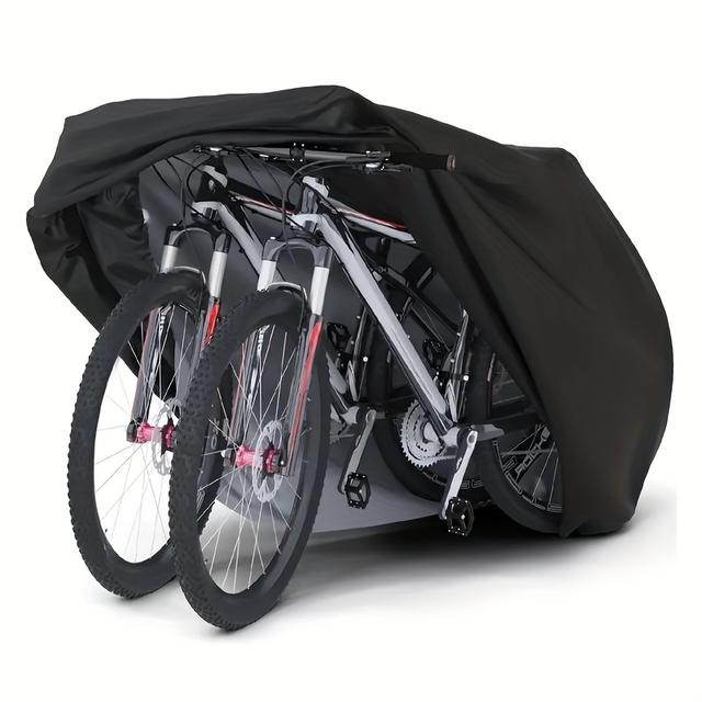 TEMU Fahrradabdeckung, passend für 1 oder 2 Fahrräder, ganzjährig , mit Schlosslöchern, geeignet für Mountainbikes/Rennräder/Elektrofahrräder/Schwere Fahrräder, 200x70x110cm, Schwarz
