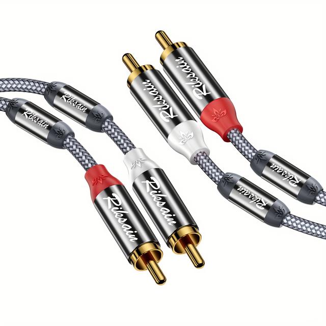 TEMU Premium 2 RCA-Männlich zu Männlich Audio-Kabel - Langlebiges Nylongeflochten, -Geschirmt, Bruchfestes Design für Heimkino, HDTV, Verstärker und Lautsprecher