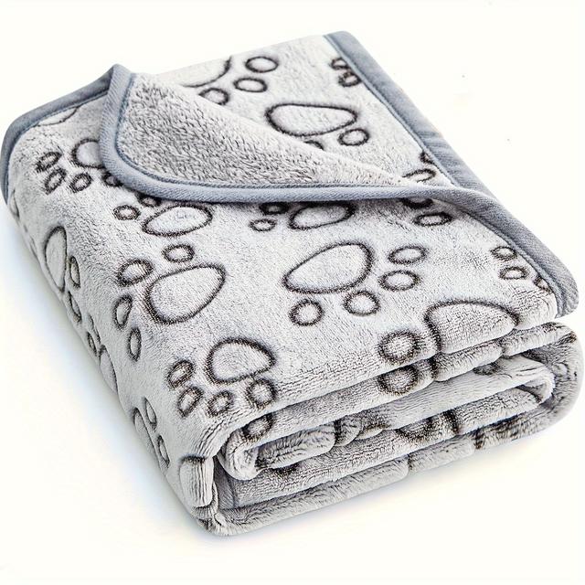 TEMU 1pc Soft Cozy Fleece Pet Blanket - Paw Print Design, Tear-resistant & Machine Washable - Warm Comfortable Blanket For Small, Medium, Large Dogs & Small Pets, Animalthemed Decor | Plush Texture