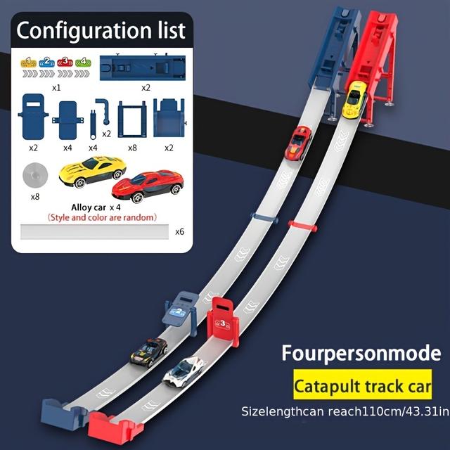 TEMU Slider Track, Launch Track Toy, 2 Tracks With , Parent-child Interactive Game, Educational Children' Track Set, Alloy Racing Slot Car Assembly, Gift For Boys And Girls, Birthday Gift