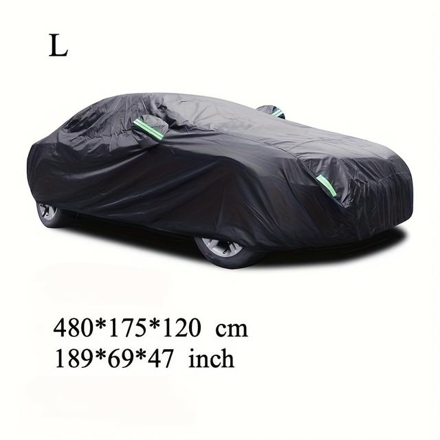 TEMU Universal Car Cover Sun Protection&heat Insulation, 190t Silvery-coated Polyester Durable& (fits Most Cars, Black)