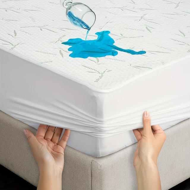 TEMU 1pc Viscose High Quality Mattress Protector - Cooling Bed Cover With 40cm , Breathable Noiseless Fabric, Soft Washable Pad For Single/double/king/queen Beds, & Allergy-friendly