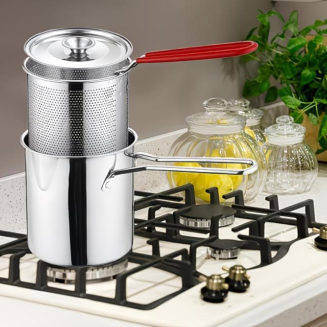TEMU 1 Set/3-teiliges Edelstahl--Frittegerät mit Korb, vielseitige Kochutensilien-Set