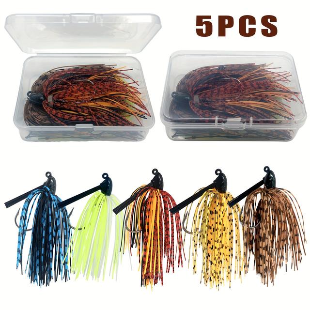 TEMU Set van 5 Trendy Anti-Snag Jig Head Haken, Spinnerbait Baard Lokmiddelen met Siliconen Rokken, Multicolor Vis Aas Collectie