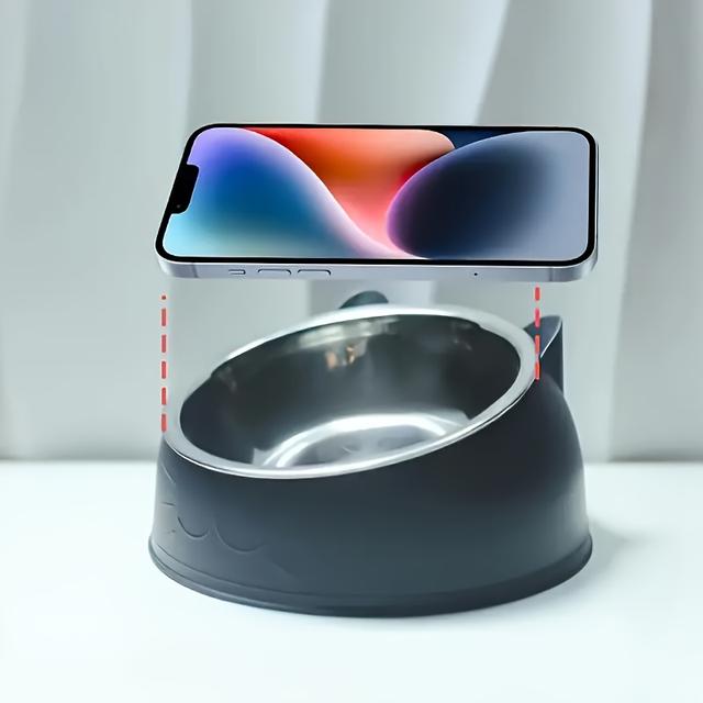 TEMU Cuenco Para Gatos, Comedero De Acero Inoxidable Elevado A Con Base Antideslizante, Comedero Inclinado De Ml Para Comida Y Agua Para Gatos Para Protección Del Cuello