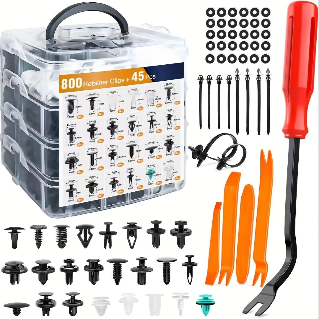 TEMU 1230pcs Of Box-packed Clips For Universal Car Bumpers, Plastic Rivet Removal Tools, 44 Types Of Automotive Clips