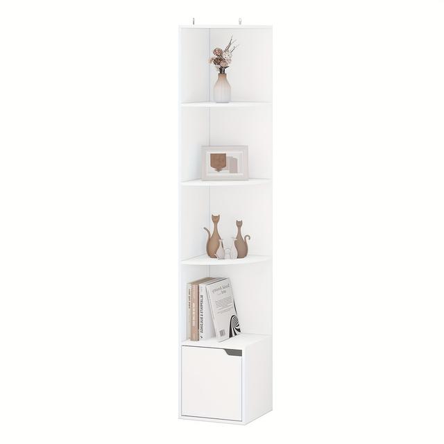 TEMU 1pièce Étagère D'angle, Étagère de Livre, Étagère de Rangement, Étagère de Stockage, de Séparation, 1 Couche Avec Porte, Matériau En Bois, Pour , 29,5x18x29, 5 Cm, Blanc