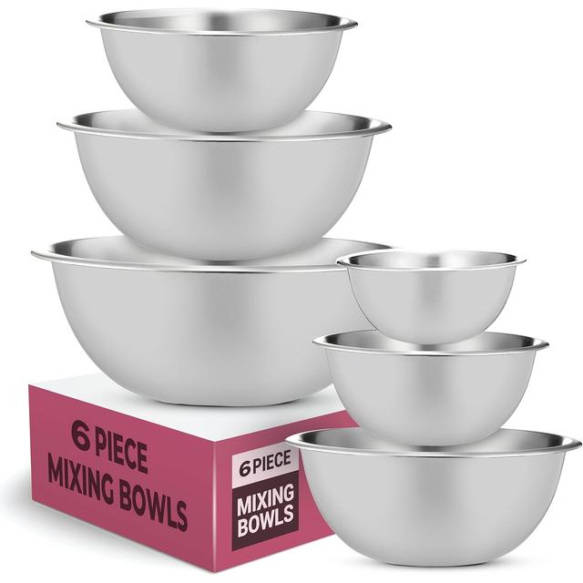 TEMU Finedine Stainless Steel Dishware Bowls - Easy To Clean, Nesting Bowls For Space Saving Storage, Great For Cooking, Baking, Prepping, 8