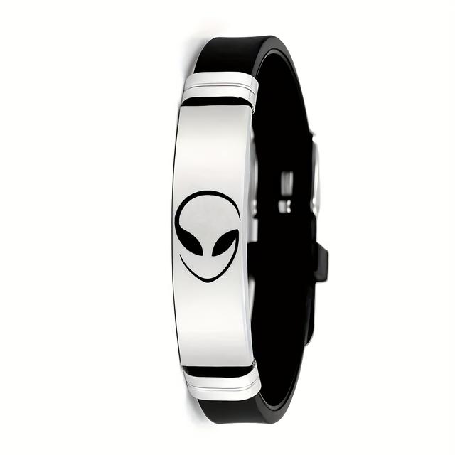 TEMU Coole Armband, Modieuze 202 RVS Siliconen Band met Verstelbare Lengte – Perfect Cadeau voor Ruimte- en Buitenaardse Liefhebbers