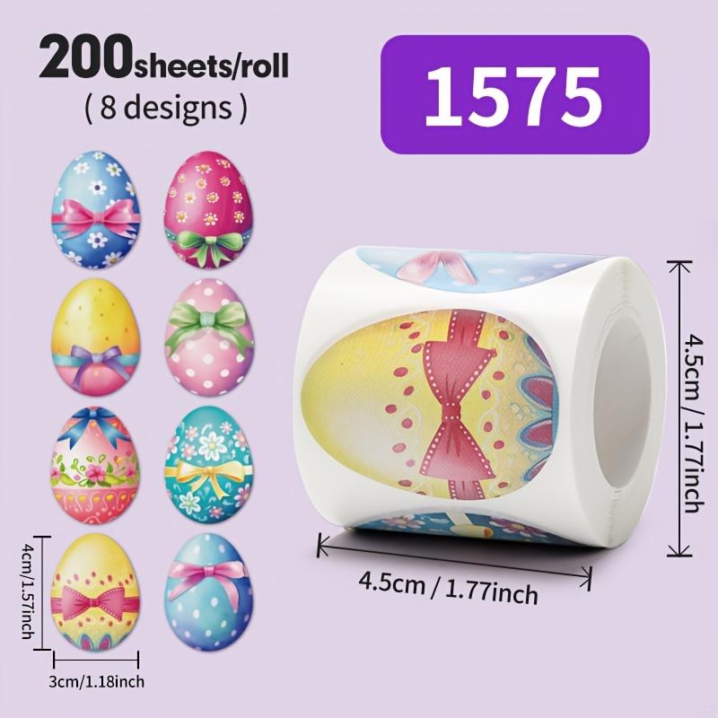 TEMU 200pcs Easter-themed Stickers - 8 Designs, Egg Patterns, For Party Favors, Gift Wrapping And Decor, Scrapbooking, Junk Journal, Card Making, Crafts, Easter Eggs,
