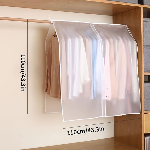 TEMU Durable Clear Plastic Garment Bag - With Dust Protection For Coats, Blazers, And Wardrobe Organization - Keeping Your Clothes Dust-free And Organized