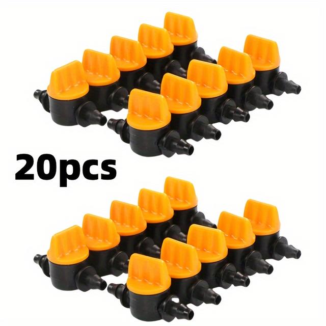 TEMU 10/20pcs Miniature Plastic Connectors Shut Off Coupling Valve For 4/7mm Hose Garden Water Irrigation Pipe Adaptor Barb Switch Tools