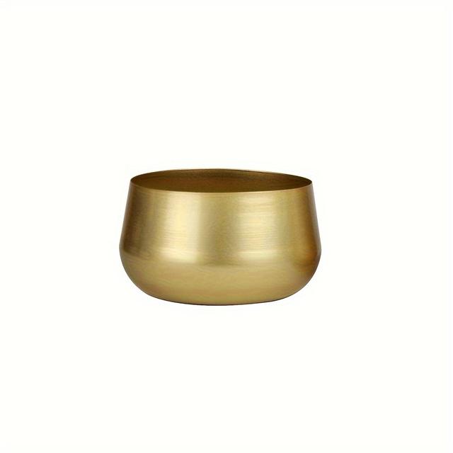 TEMU Metal Flower Pot With Drainage, A Stylish Golden Vase For And Decoration, Perfect As A Gift For Weddings And Suitable For Indoor Or Outdoor Use, Enhancing The Decor Of Living Rooms And