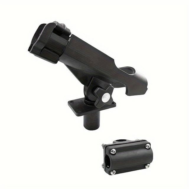 TEMU Boat Fishing Rod Holder Clamp On Rod Holder For Rail Mount 360 Degree Adjustable Dual-use Kayak Fishing Pole Holder