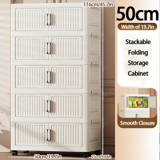 TEMU 접이식 수납 캐비닛 | 접이식 플라스틱 수납 캐비닛 | 휴대용 욕실 가구 세트, 문이 있는 스택 가능한 바구니, 싱크대 아래, 차고, 세탁실용