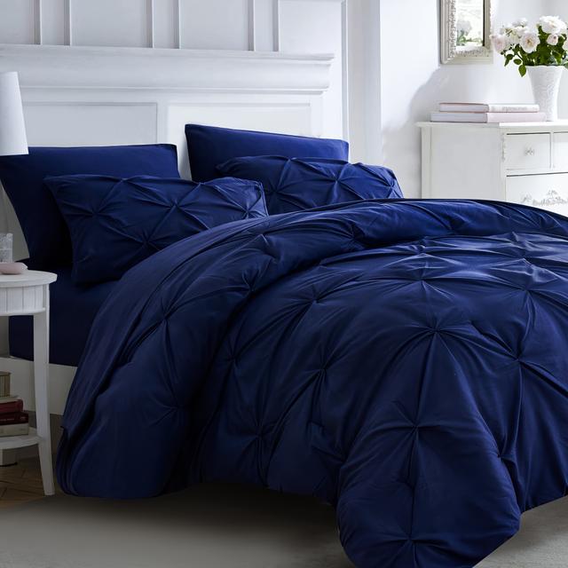 TEMU Queen 7pcss Bed Comforter Set Queen Size, 7pcs Dark Blue Bedding Sets With With Fitted Sheet, Pillow Cases, Pillow Shams, Flat Sheet, Royal And Fluffy Bed In A Bag Set 160gsm Room Decor