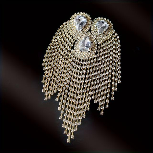 TEMU . Glänzender Strasslegierung Quasten-Schulterpatch für Bühnenanzug/Hochzeitskleidung DIY Schulterpatch Zubehör Schuh- und Stiefel-Dressing Accessoires