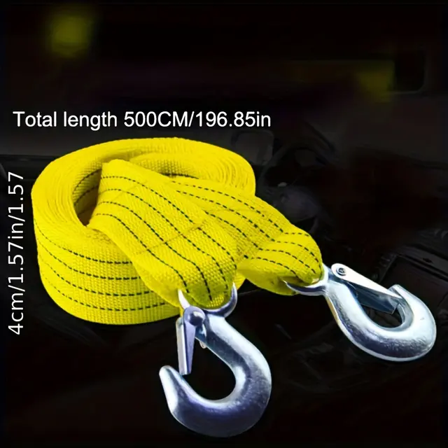 TEMU Car Towing Rope Rescue Strap Hook Towing Line Strong Thick Durable 4m 5m Double-layer Tow Strap For Suv