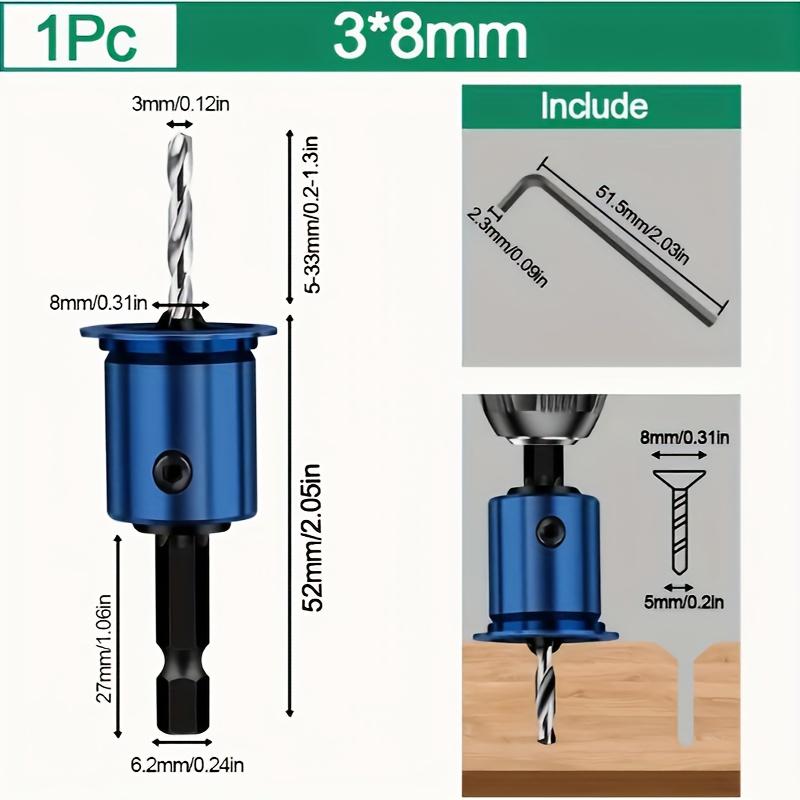 TEMU 2-in-1 Woodworking Countersink Drill Bit Set With Hex Shank, Multi-piece Hole Opening & Tapering